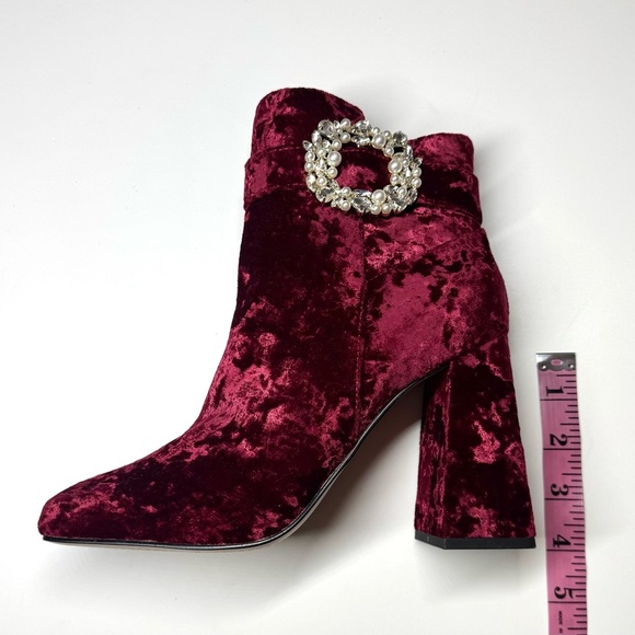 Jessica Simpson Luminna Velvet Embellished Buckle Booties Size-8 M - Picture 8 of 10